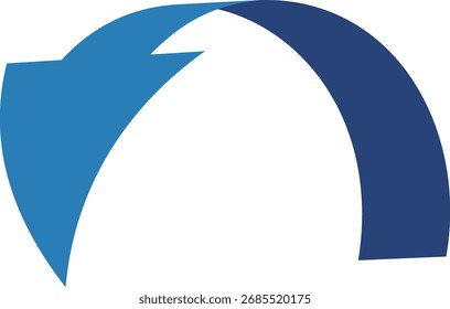 3D-Stil gekrümmter Pfeil, einzeln, blau