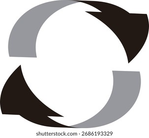 Flecha curva de estilo 3D, simple, negro