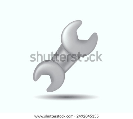 3D style cute wrench icon, related to repair, suitable for user interface, design element, apps or website