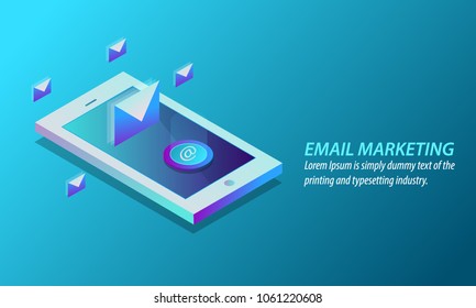 3D style design  - Email marketing, Mobile marketing, Email Subscription flat vector isometric concept