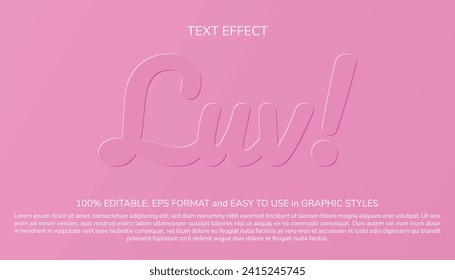 3D Style Editable Text Effect Luv! EPS Ready to Use