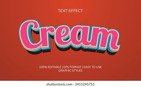 3D Style Editable Text Effect Cream Pop EPS Ready to Use