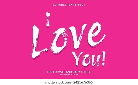 3D Style Editable Text Effect I Love You EPS Ready to Use