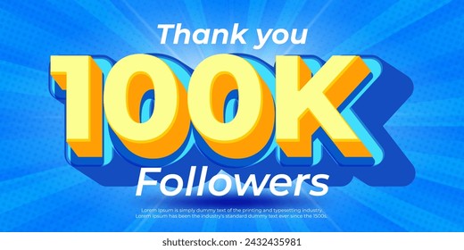 3D style editable text thank you 100k followers