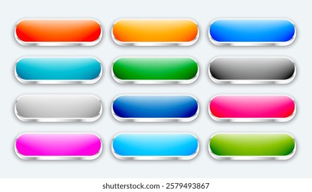 3d style empty UI UX app button element sign in set vector