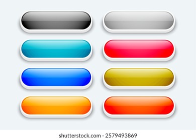 3d style empty UI UX app button sign in collection vector