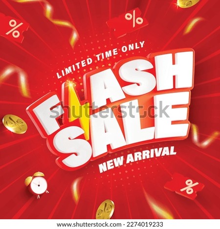 3D style Flash Sale banner template design for web or social media.
