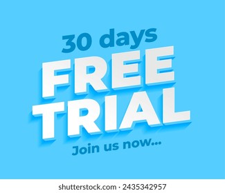 3d style free 30 days trial blue background design vector