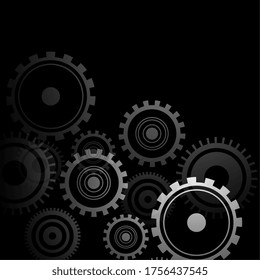 3d style gears symbols on black background design