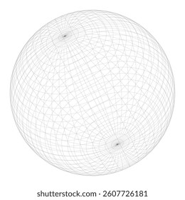 3d style geometric sphere grid line mesh on white background vector