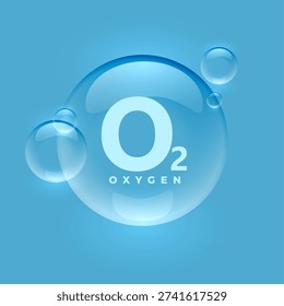 3d style glossy oxygen o2 molecules bubbles background design vector