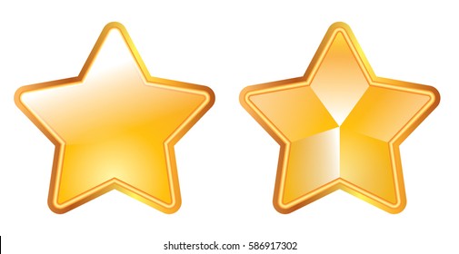 3D Style gold color Star , Vector format 