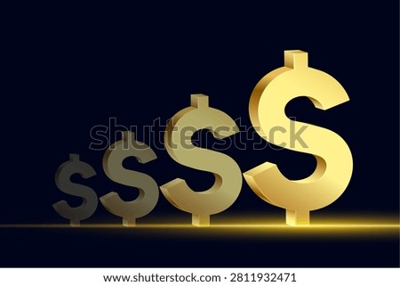 3d style golden USD dollar symbol with light effect vector