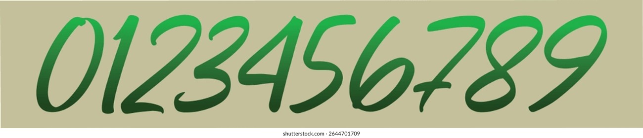 3D Style Green Color Numbers Art Design. ABC Abstract Alphabet Bold Style. A set of Number Art Design 0-9 Headline. Creative New Concepts Classic and elegant. Eps Vector Art and Illustration. 