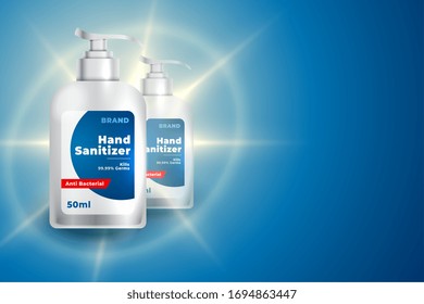 3d style hand sanitizer bottle mockup template design