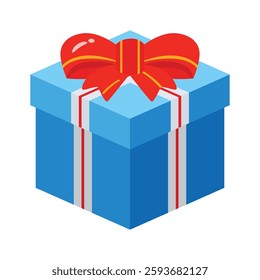 A 3d style icon of gift box wrapped with ribbon box