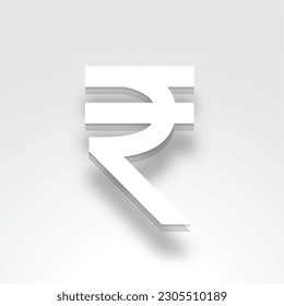 3d style indian currency rupee sign on white background design vector