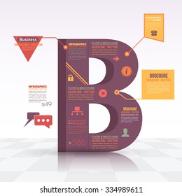 3d Style Letter B Flat Infographics Design and Web Elements. Business, Marketing Concept Vector Template