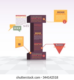 3d Style Letter I Flat Infographics Design and Web Elements. Business, Marketing Concept Vector Template
