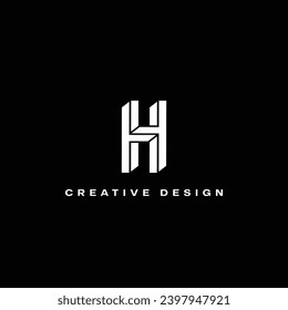 3D Style Minimal H logo design