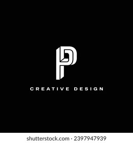 3D Style Minimal P logo design