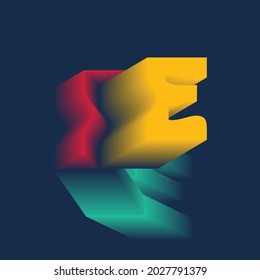 3D Style Modern Font, Alphabet letter E.