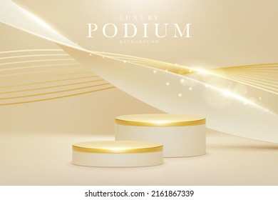 3d style podium gold luxury background, vector illustration for sale or online marketing.