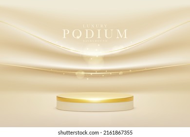 3d style podium gold luxury background, vector illustration for sale or online marketing.