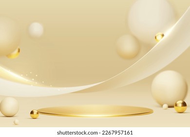 3d style podium gold luxury background, Premium vector illustration for sale or online marketing.