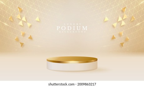 3d style podium shaped gold luxury background  vector illustration for promoting sales   marketing 