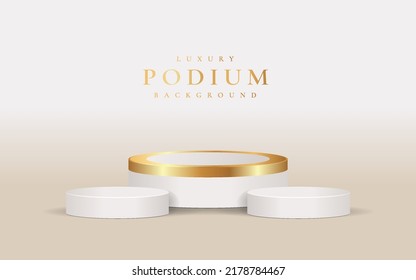 3d estilo podio en forma de oro de lujo ilustración vectorial para la promoción de ventas y marketing	
