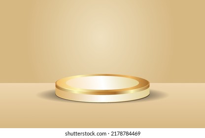 3d style podium shaped gold luxury background vector illustration for promoting sales and marketing	
