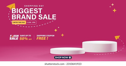 3D style podium and smart phone vector banner are available for use on online shopping websites or in social media advertising.