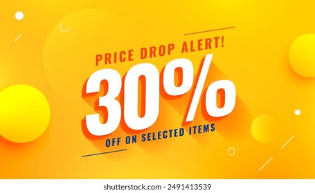 3d style price drop sale banner for best deal on selected item vector 