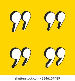 3d style quotation mark sign background in set for speech or opinion vector