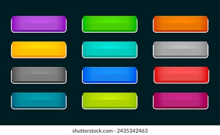 3d style rectangle shape web button icons in collection vector