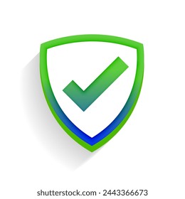 3d style safety shield logo with checkmark sign for safe access vector