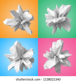 3d style shapes vector set. set of lowpoly abstract shapes. suitable as abstract element in different vector designs.