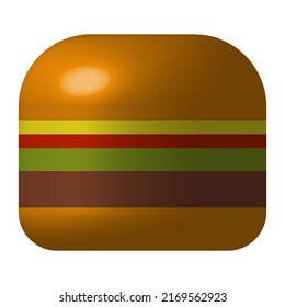 3d style shiny simple burger icon on white background isolated