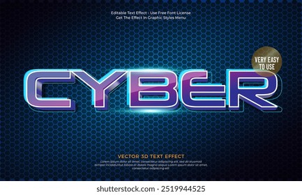 3d style text effect cyber tech design