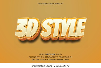 3d style text effect 3d editable vector