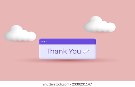 3d style thank you popup your icon trendy style symbols isolated on background.3d design cartoon style. 