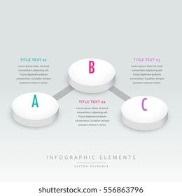 3d style three steps infographic template