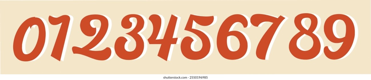 Tipografía de estilo 3d Conjunto de 0-9 números. Numeral tipográfico colorido y plano sing set.1 2 3 4 5 6 7 8 9 0 Vector ilustración de contorno, símbolo. nuevo diseño de arte. deporte vintage.