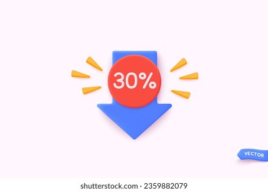 3D style vector banner for sales add. Red tag templates with special offers for purchase. 3D Web Vector Illustrations.