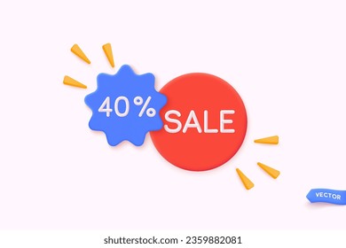 3D style vector banner for sales add. Red tag templates with special offers for purchase. 3D Web Vector Illustrations.