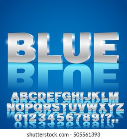 3D style vector blue font