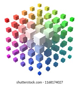 3d style vector cubic form made of with smaller cubes. suitable for any banner, ad, technology and abstract themes.