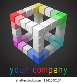 3d style vector logo design with cubes.