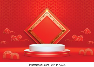 3D style vector Podium and background Chinese new year concept, Chinese new year festivals.